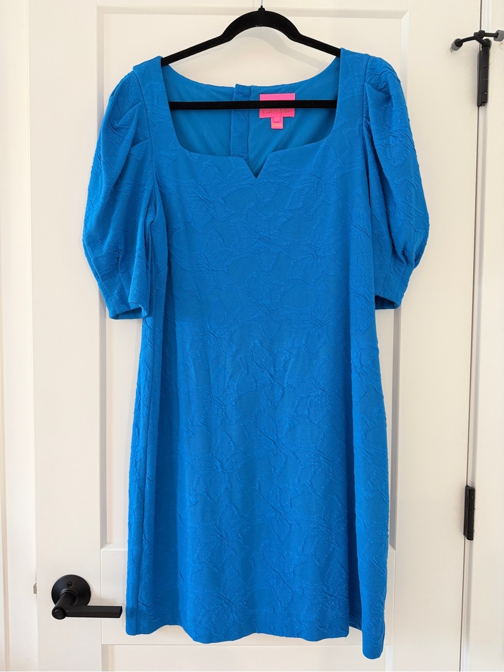 Lilly Pulitzer Bright Blue Puff-Sleeve Midi Dress